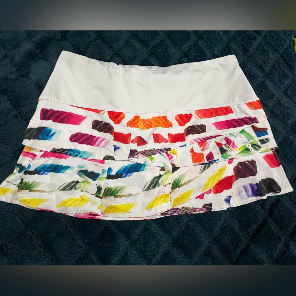 Lucky in Love Pink Red Bubble Tennis Skirt